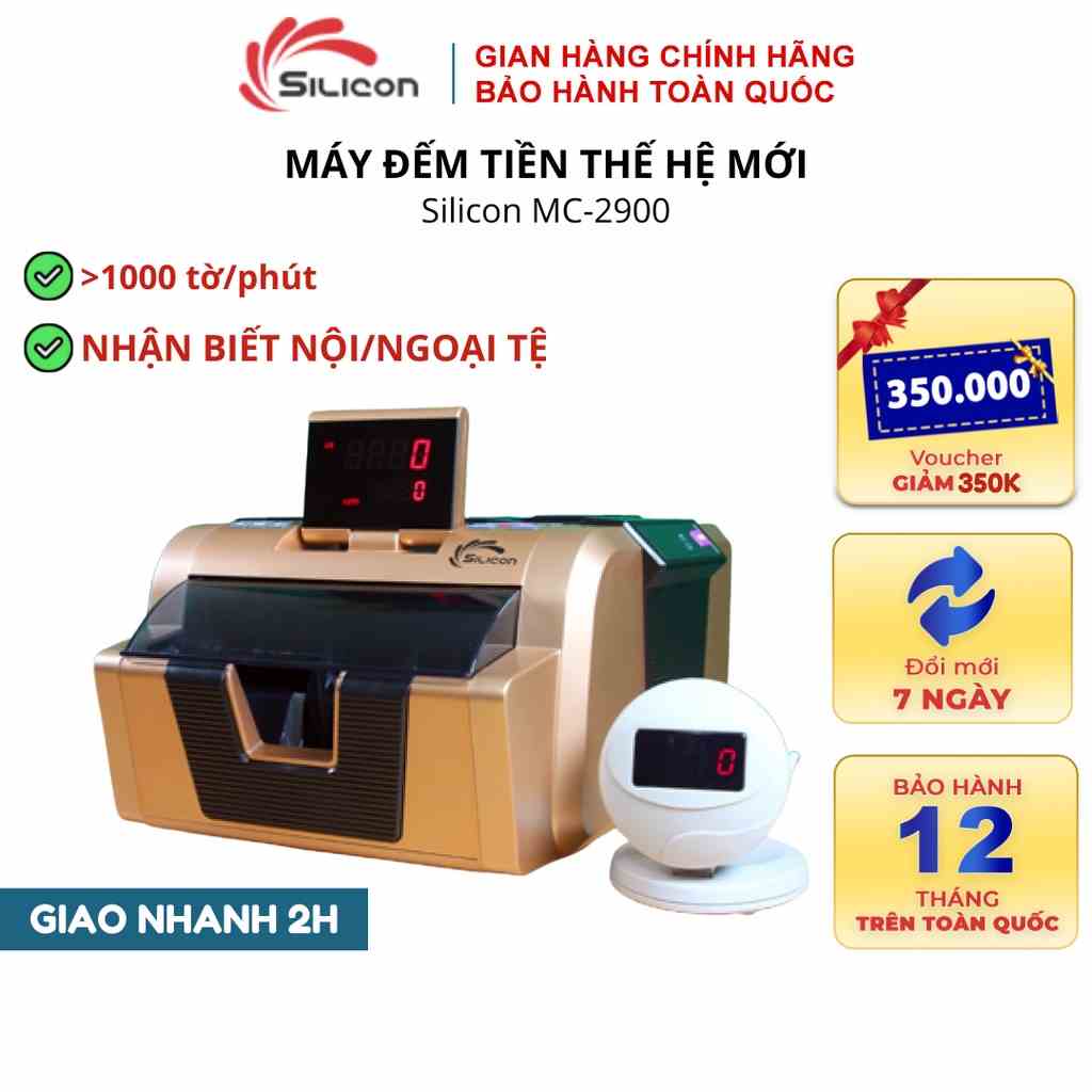 Máy Đếm Tiền Silicon Thế Hệ Mới MC-2900 Tự động, đếm tiền giấy và polime VNĐ và ngoại tệ các loại, ổn định, bền bỉ