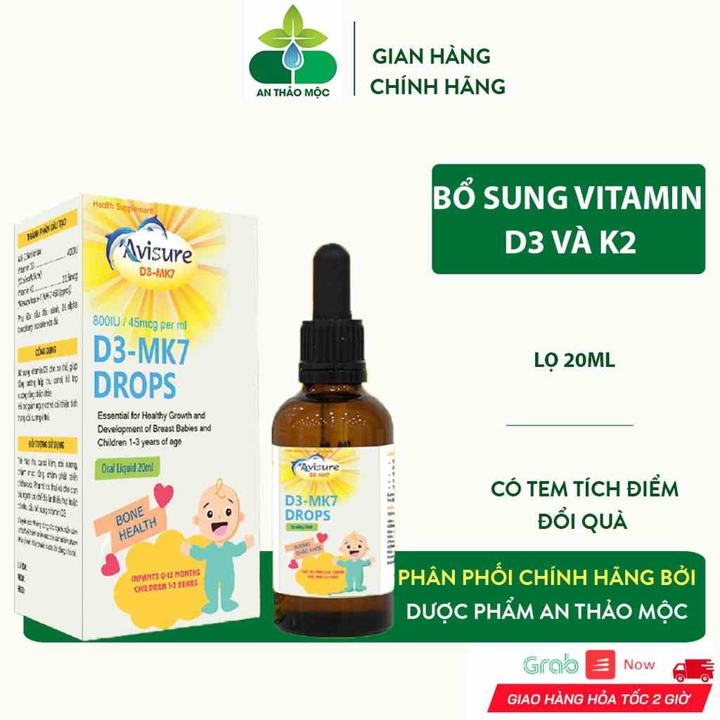 Siro Nhỏ Giọt Avisure D3mk7 Giúp Bé Hấp Thu Canxi Phát Triển Chiều Cao Xương Răng Chắc Khỏe Ngủ Ngon Chai 20ml