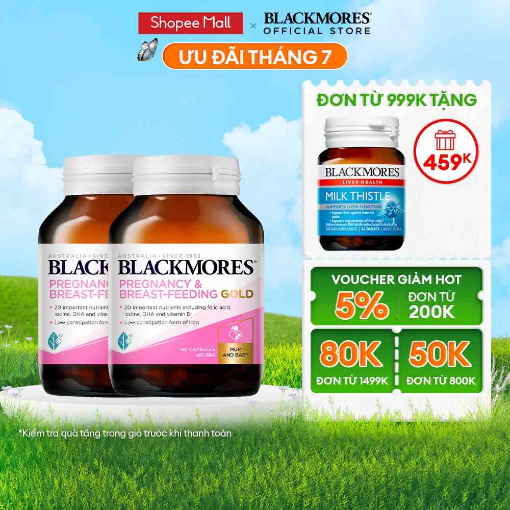 Combo 2 Lọ Vitamin Tổng Hợp Cho Bà Bầu Và Mẹ Cho Con Bú Blackmores Pregnancy & Breast-Feeding Gold 60 Viên/Lọ