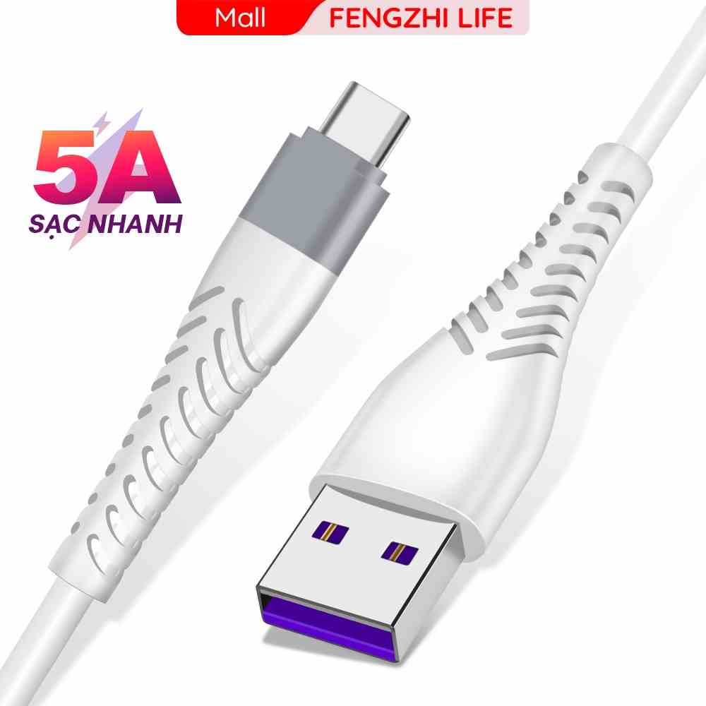 Cáp sạc FENGZHI LIFE PT20 sạc nhanh 5A nhựa TPE dẻo chống đứt bền bỉ cao cấp