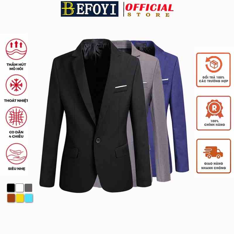 Áo khoác blazer BEFOYI dáng ôm tay dài phong cách thời trang Hàn Quốc dành cho nam XH7034