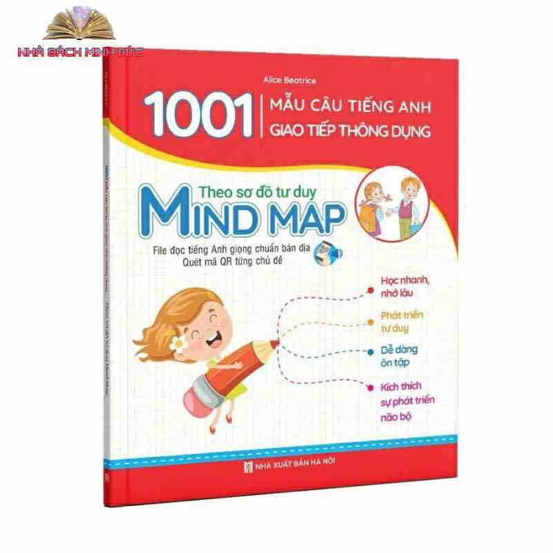 Sách - 1001 Mẫu Câu Tiếng Anh Giao Tiếp Thông Dụng - Theo Sơ Đồ Tư Duy Min Map (Dành Cho Trẻ Em) - Có File Đọc Kèm