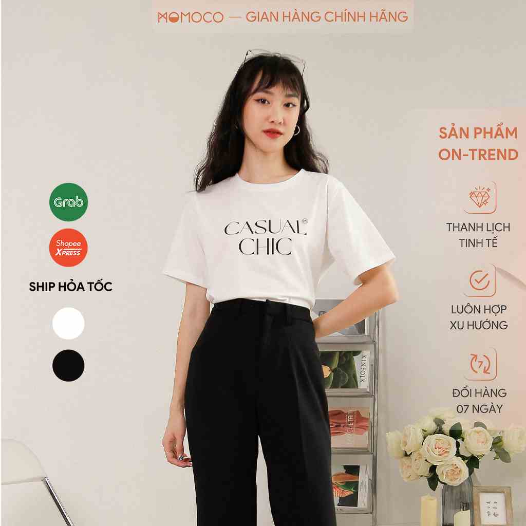 Áo Thun Cotton MOMOCO In Slogan Cá Tính Độc Đáo Chất Liệu Thoáng Mát Freesize M2980