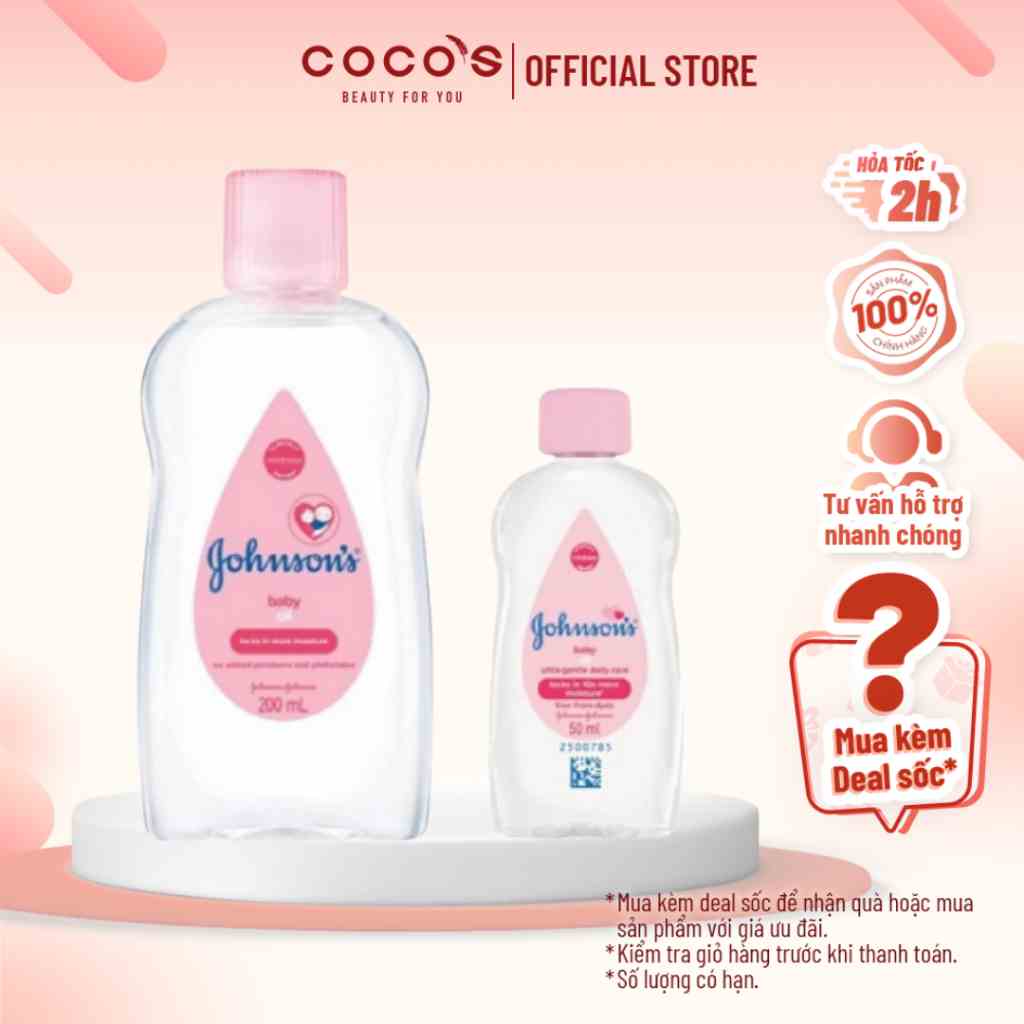 Dầu mát xa dưỡng ẩm Johnsons baby oil pink 200ml / 50ml