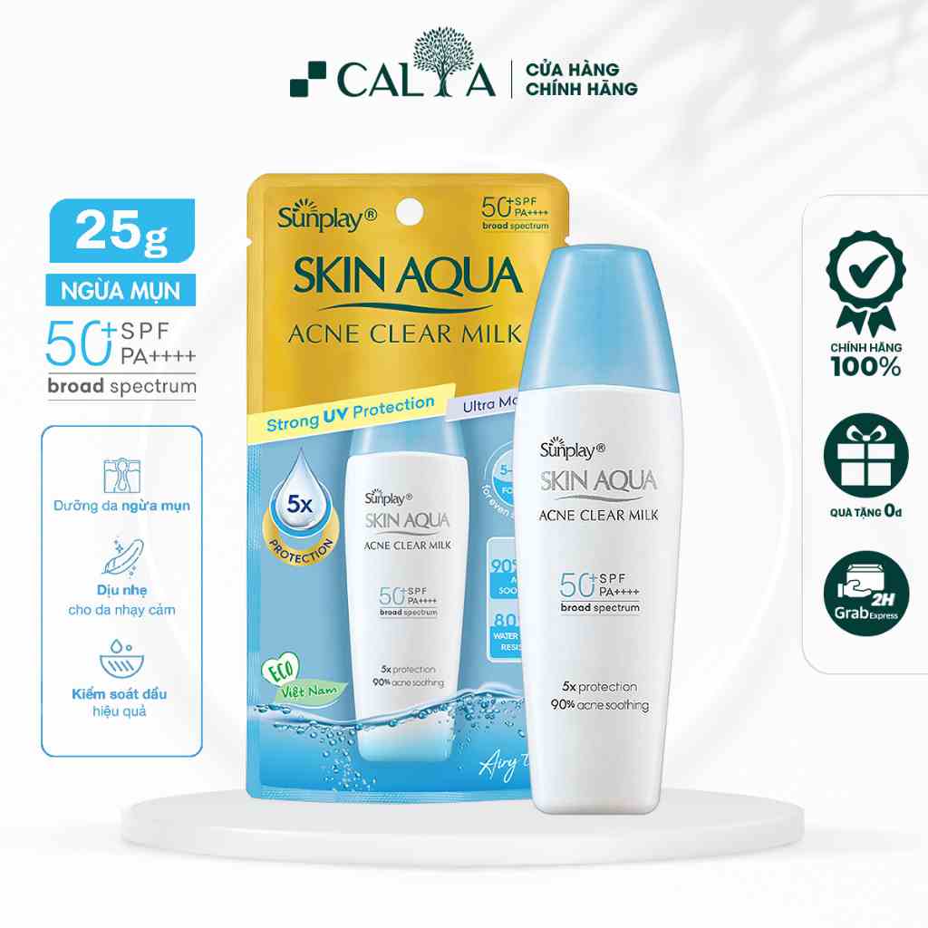 Kem Chống Nắng Sunplay Skin Aqua Dưỡng Da, Ngừa Mụn, Kiềm Dầu - Sunplay Skin Aqua Acne Clear Milk SPF 50+ PA++++ 25g