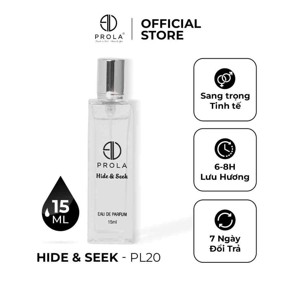 Nước Hoa Unisex PROLA Hide & Seek Lưu Hương Lâu, Mùi Hương Độc Đáo Phong PL20 - Dạng xịt 15ml