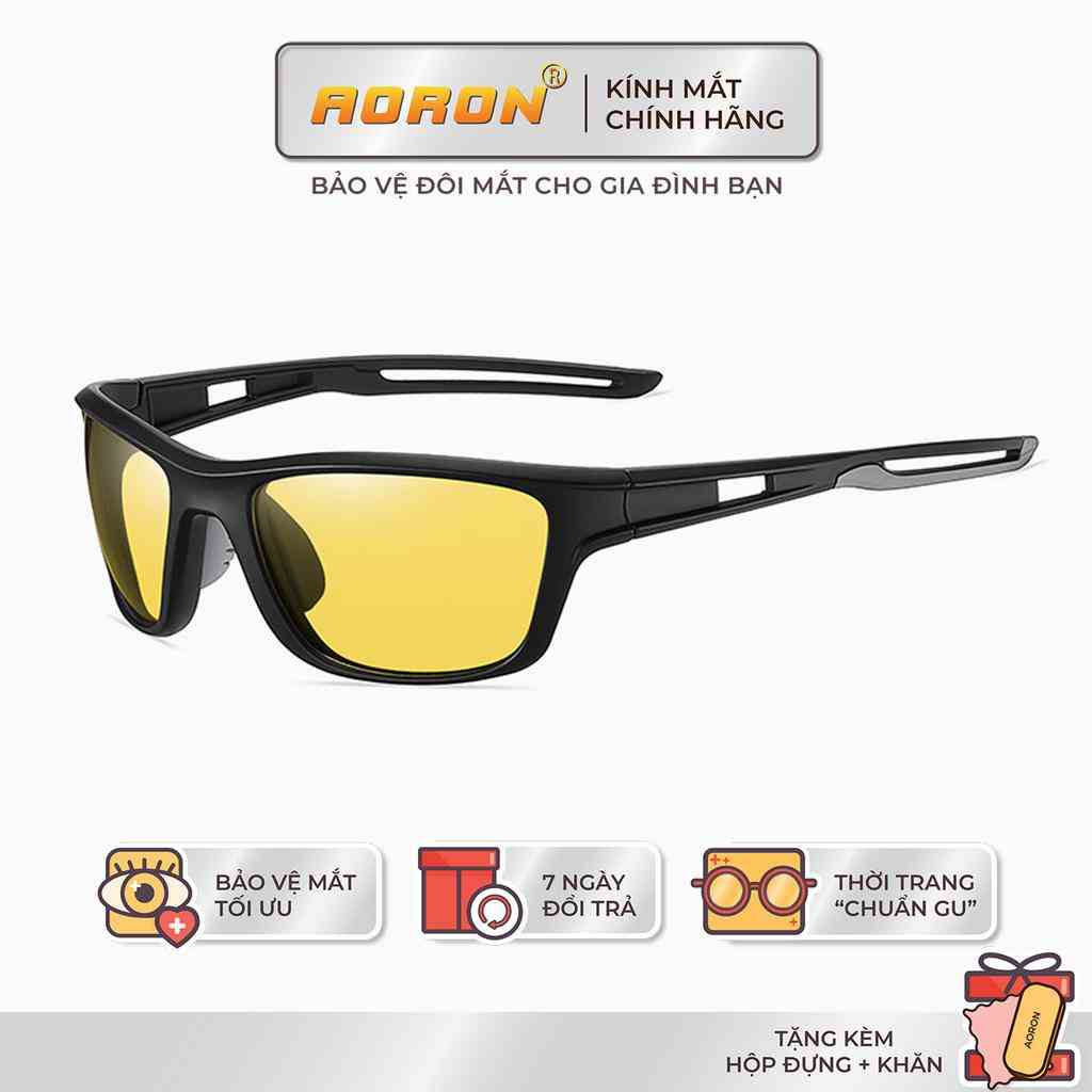 Kính Thể Thao Phân Cực Polarized AORON Tròng Vàng Nhìn Đêm An Toàn Khi Lái Xe Giúp Chống Chói Đèn Pha, Gọng TR Siêu Bền