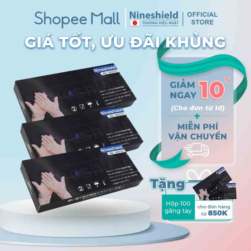 [Mã BMLTB200 giảm đến 100K đơn 499K] Hộp 100 găng tay đa năng Nineshield KB NS07GT