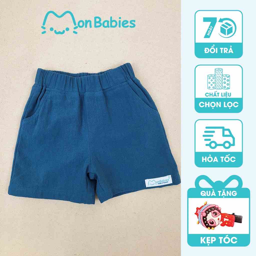 Quần sooc đũi cho bé gái, chất đũi nhẹ mát, an toàn với da bé, cho bé 2-6 tuôi MonBabies MQ2251