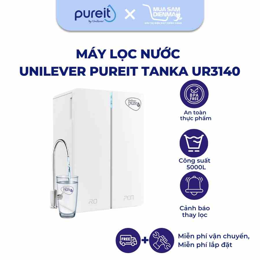 (Miễn phí lắp đặt ) Máy lọc nước UNILEVER Pureit Tanka Âm tủ bếp với Công suất RO 5,000L - Hàng Chính Hãng