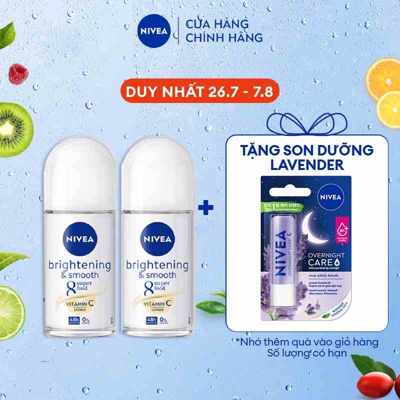 Bộ 2 lăn ngăn mùi NIVEA trắng mịn, mờ thâm và se khít lỗ chân lông