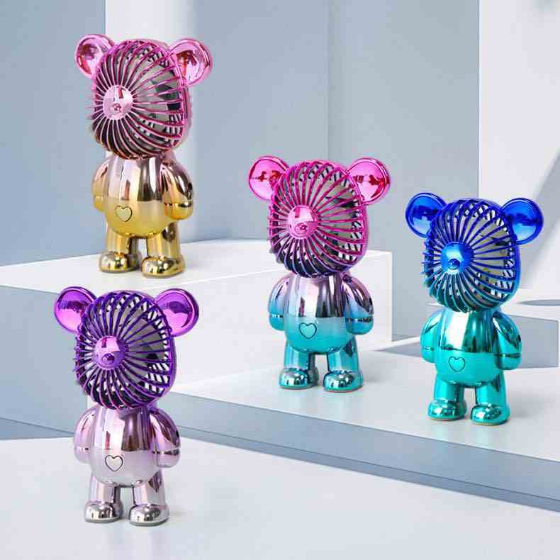 Quạt mini tích điện NIKITO cầm tay hình gấu Bearbrick siêu dễ thương có cổng sạc USB