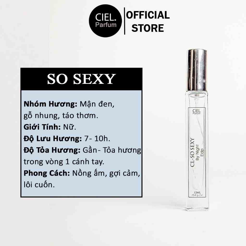 Nước hoa nữ cao cấp CL SO SEXY By Night Edp chính hãng CIEL Parfum 12ml phong cách nồng ấm, gợi cảm, lôi cuốn