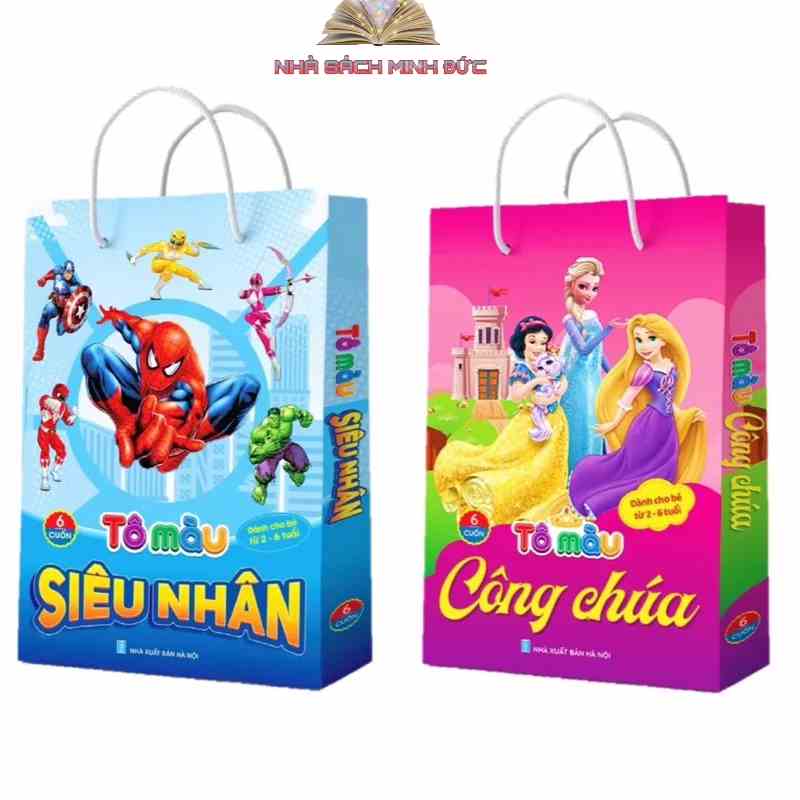 Sách - Tô màu Siêu Nhân, Tô màu Công Chúa Dành cho bé 2-6 tuổi (6 Cuốn)