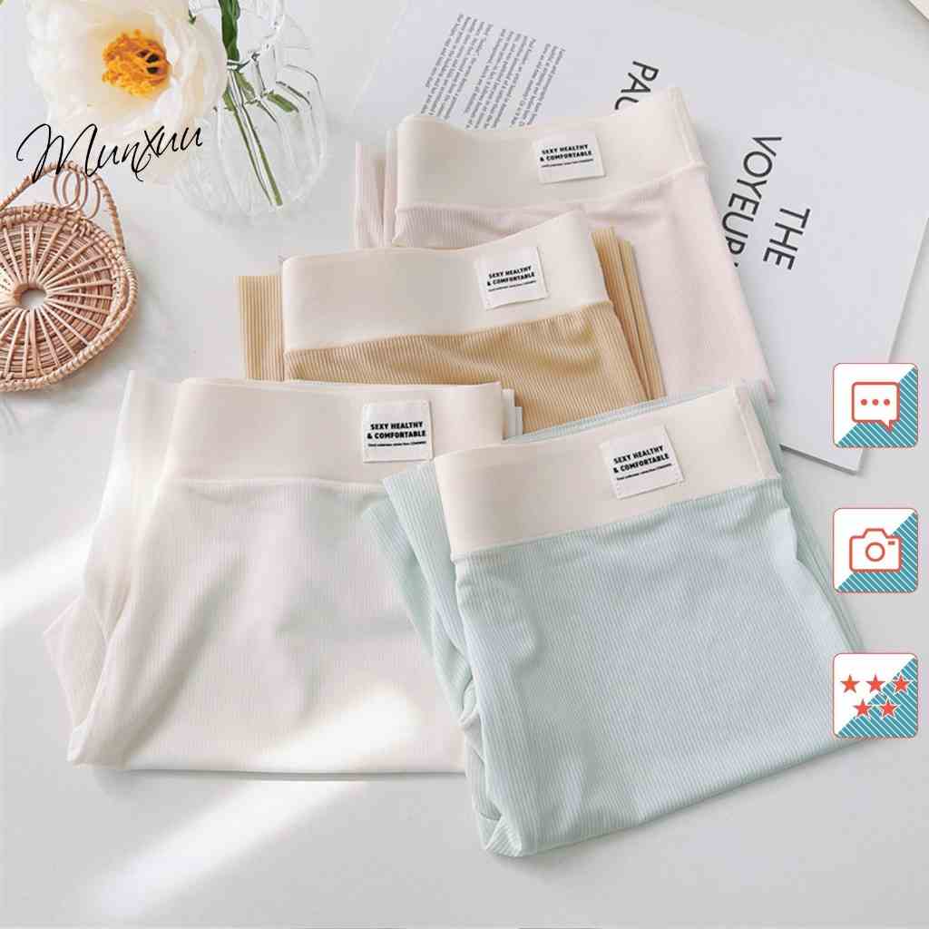 Quần mặc váy dáng đùi không viền không đường may MUNXUU chất liệu cotton gân tăm co giãn phối cạp su mềm mại- QV15