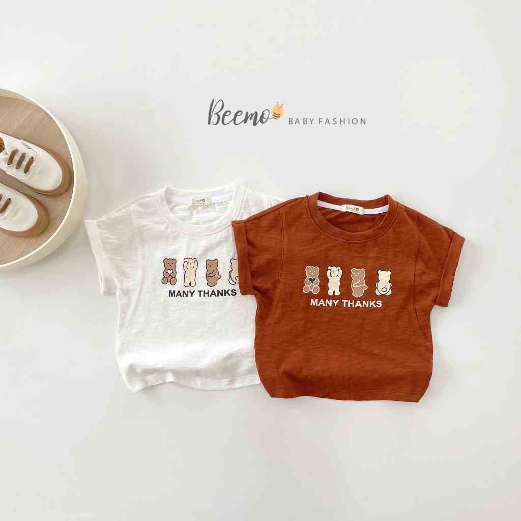 Áo thun in Gấu Many cho bé Beemo,Chất liệu cotton xược tự nhiên, mềm mại,Thiết kế áo vai xuôi, may thân lạ mắt B308