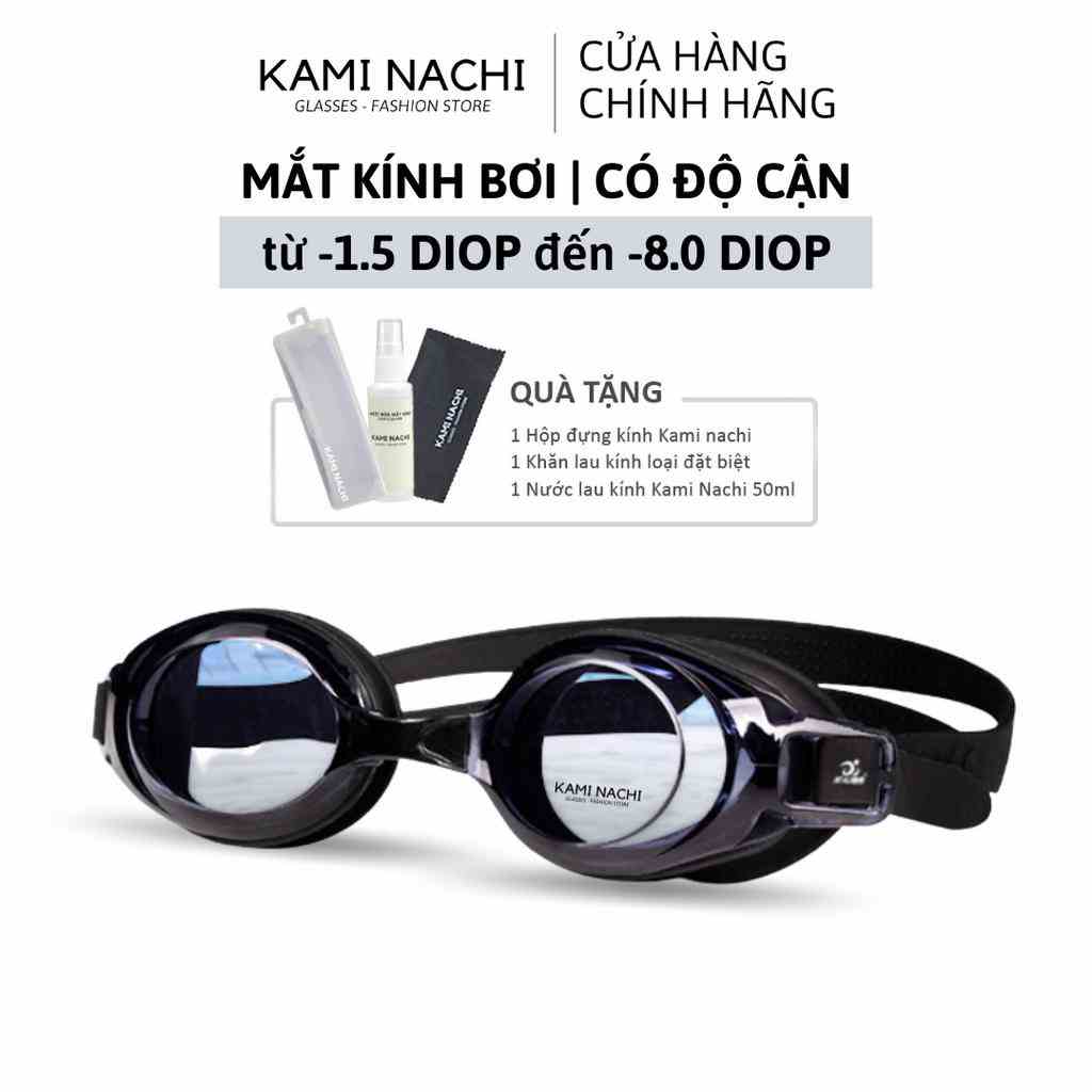 Kính bơi cận cho người lớn nam nữ có độ từ 1.5 độ đến 8.0 độ chính hãng KAMI NACHI - Mắt kính bơi cận thị chống bám hơi