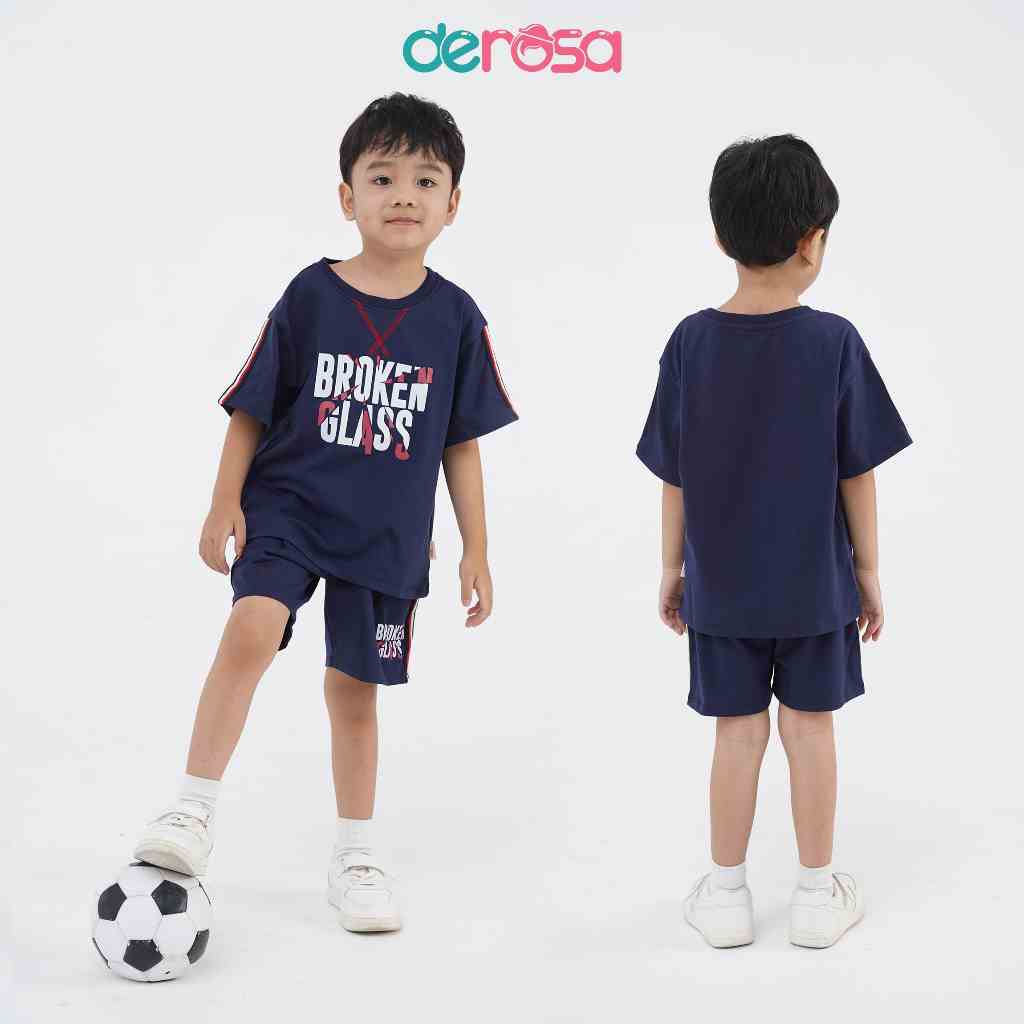 [Mã BMLTB200 giảm đến 100K đơn 499K] Bộ thun cộc tay bé trai DEROSA KIDS, đồ bộ mùa hè cho bé từ 2 đến 6 tuổi ZSK23-307B