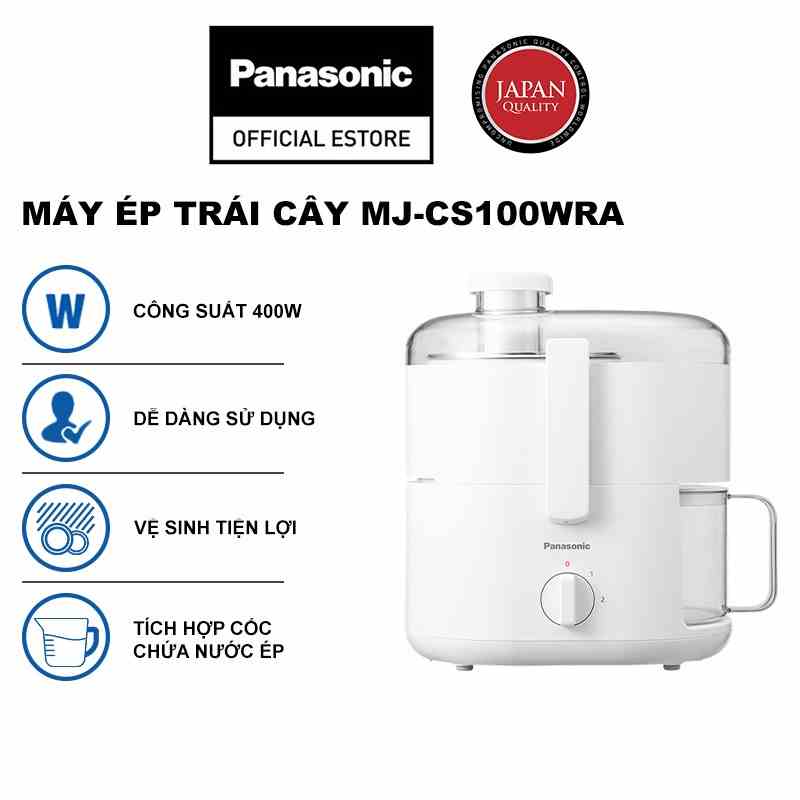 Máy ép trái cây Panasonic MJ-CS100WRA-Ép nhanh nghiền kiệt với mâm xay 100% kim loại