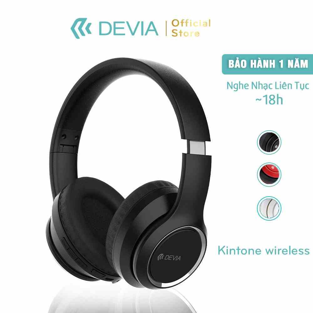 Tai nghe chụp tai headphone buetooth không dây DEVIA Kington series có mic nghe nhạc liên tục 18H Hàng chính hãng