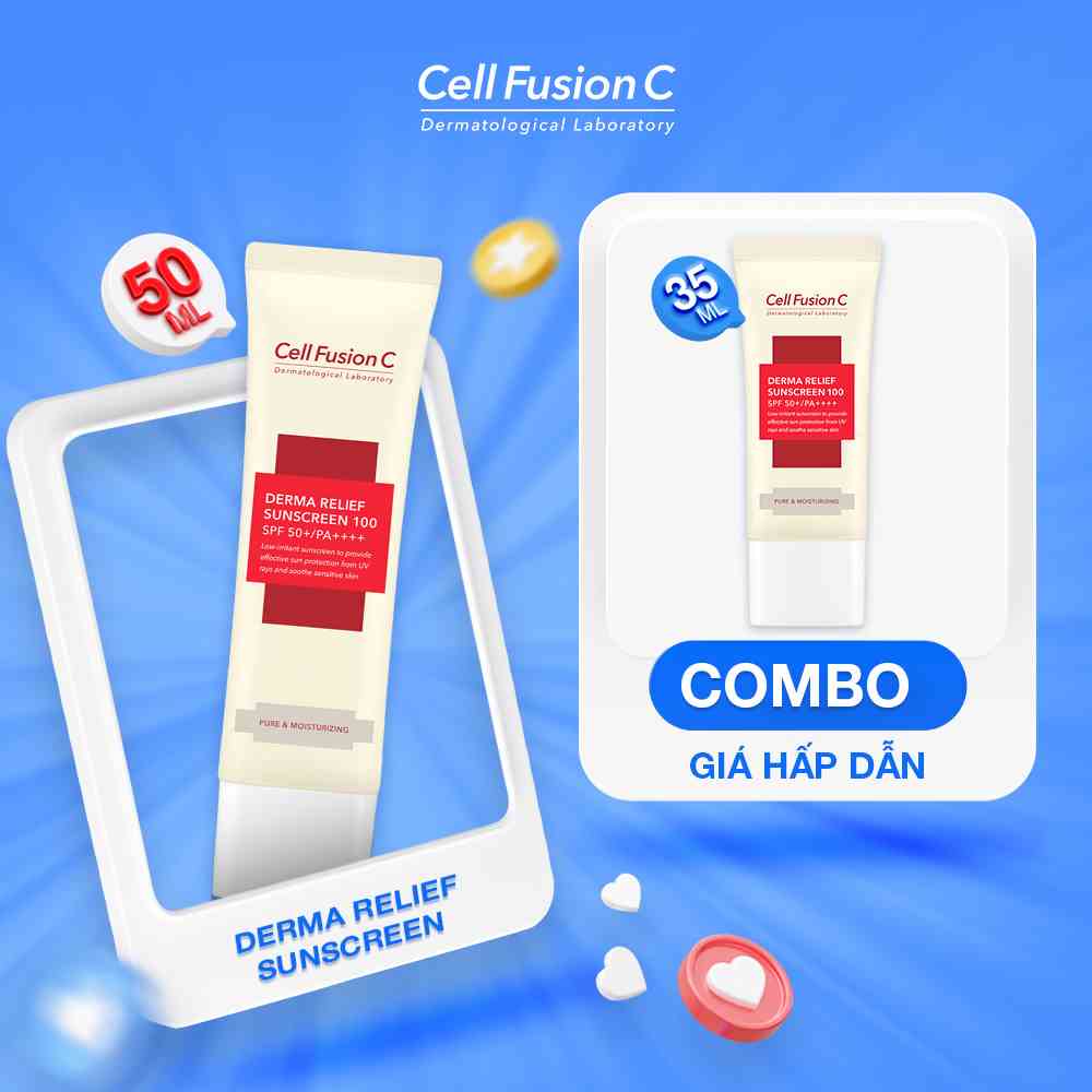 [COMBO 50ml + 35ml] Kem Chống Nắng Cho Mọi Loại Da Cell Fusion C Derma Relief Sunscreen 100 SPF 50+ / PA++++