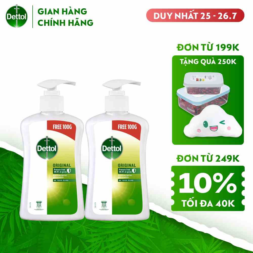 Combo 2 chai nước rửa tay Dettol kháng khuẩn - Chai 500G