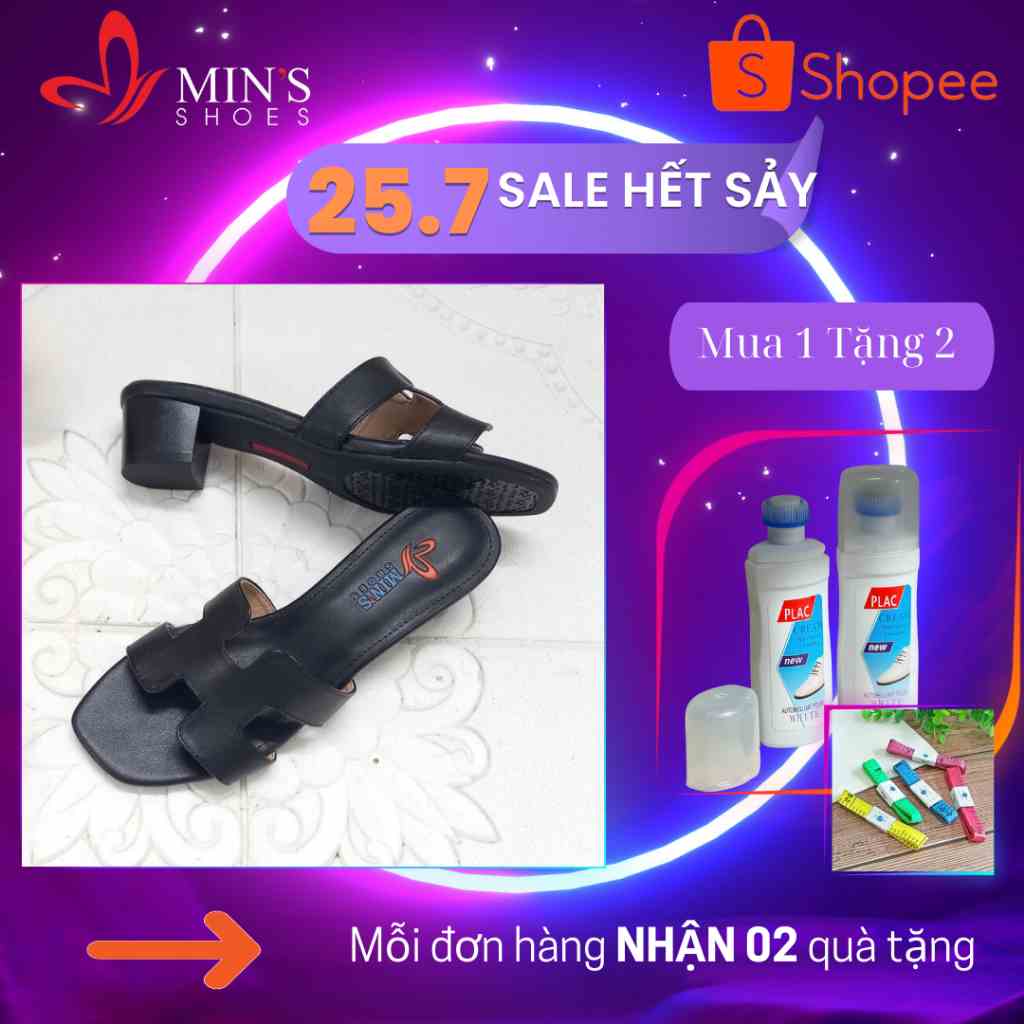 (MUA 1 TẶNG 2 - DUY NHẤT 25-27/07) Mins Shoes - Guốc Sandal Quai Da Cao Cấp S536