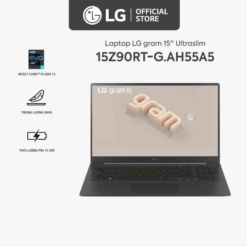 Laptop LG Gram UltraSlim 2023 15Z90RT-G.AH55A5 (i5-1340P | 16GB | 512GB | Intel Iris Xe Graphics | 15.6 FHD OLED)