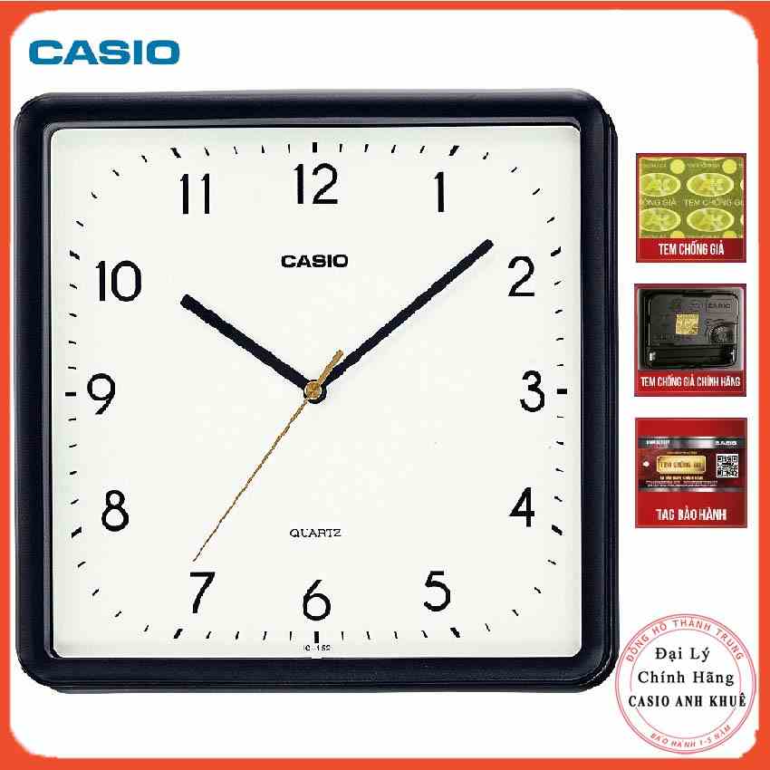 [Mã BMLTB200 giảm đến 100K đơn 499K] Đồng hồ treo tường Casio vuông IQ-152-1DF vỏ đen ( cỡ 25cm)