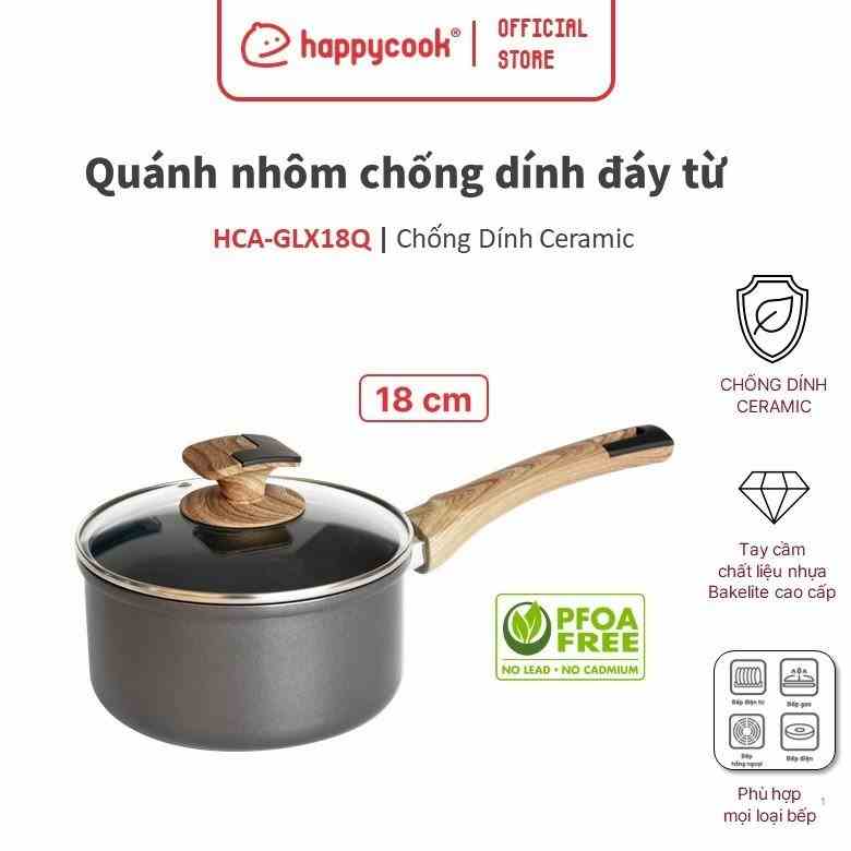 [Mã BMLTB200 giảm đến 100K đơn 499K] Quánh nhôm chống dính đáy từ Happy Cook 18cm HCA-GLX18Q