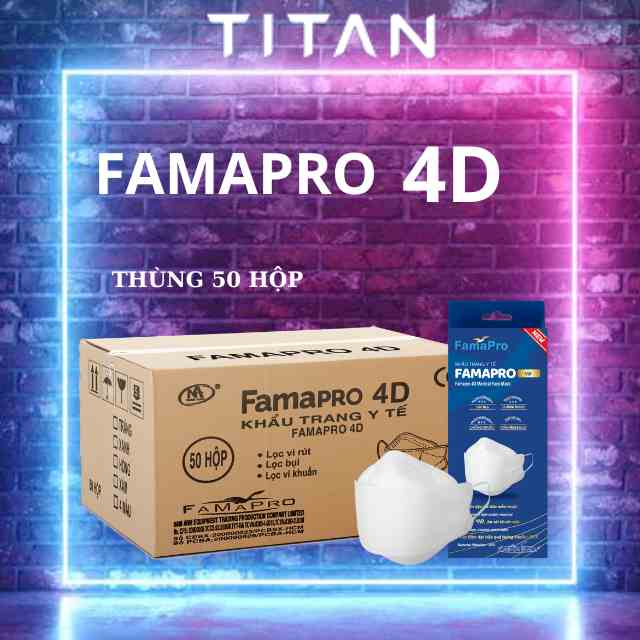 [4D Famapro -  Thùng 50 Hộp] Khẩu trang kháng khuẩn 3 lớp (10 cái/hộp)