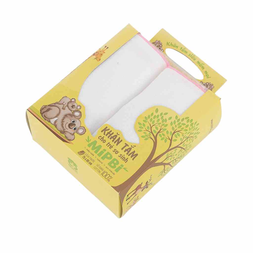 Khăn tắm cao cấp Mipbi 6 lớp 100% cotton HM03 (Hộp 2 chiếc 75x85cm)