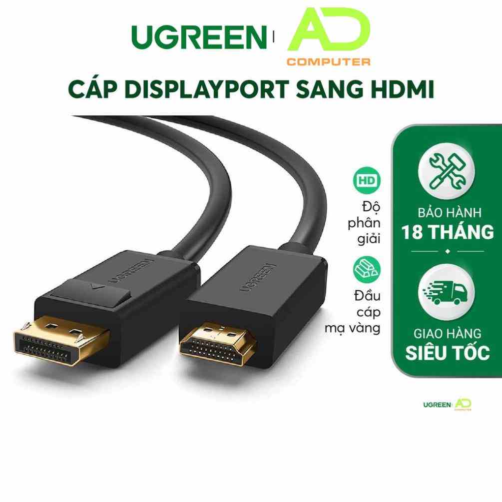 Dây cáp DisplayPort sang HDMI hỗ trợ phân giải 1920x1200 UGREEN DP101 - Hàng phân phối chính hãng - Bảo hành 18 tháng