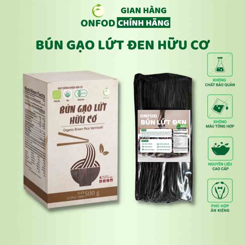 Bún gạo lứt đen hữu cơ ONFOD ăn kiêng giảm cân thực dưỡng eatclean cho người tiểu đường gym yoga bà bầu 500g