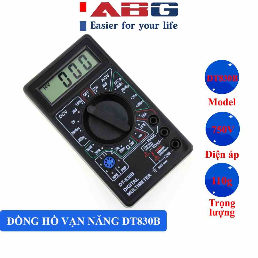 [Mã BMLTB200 giảm đến 100K đơn 499K] Đồng Hồ Vạn Năng Kỹ Thuật Số ABG DT830B DIGITAL MULTIMETER