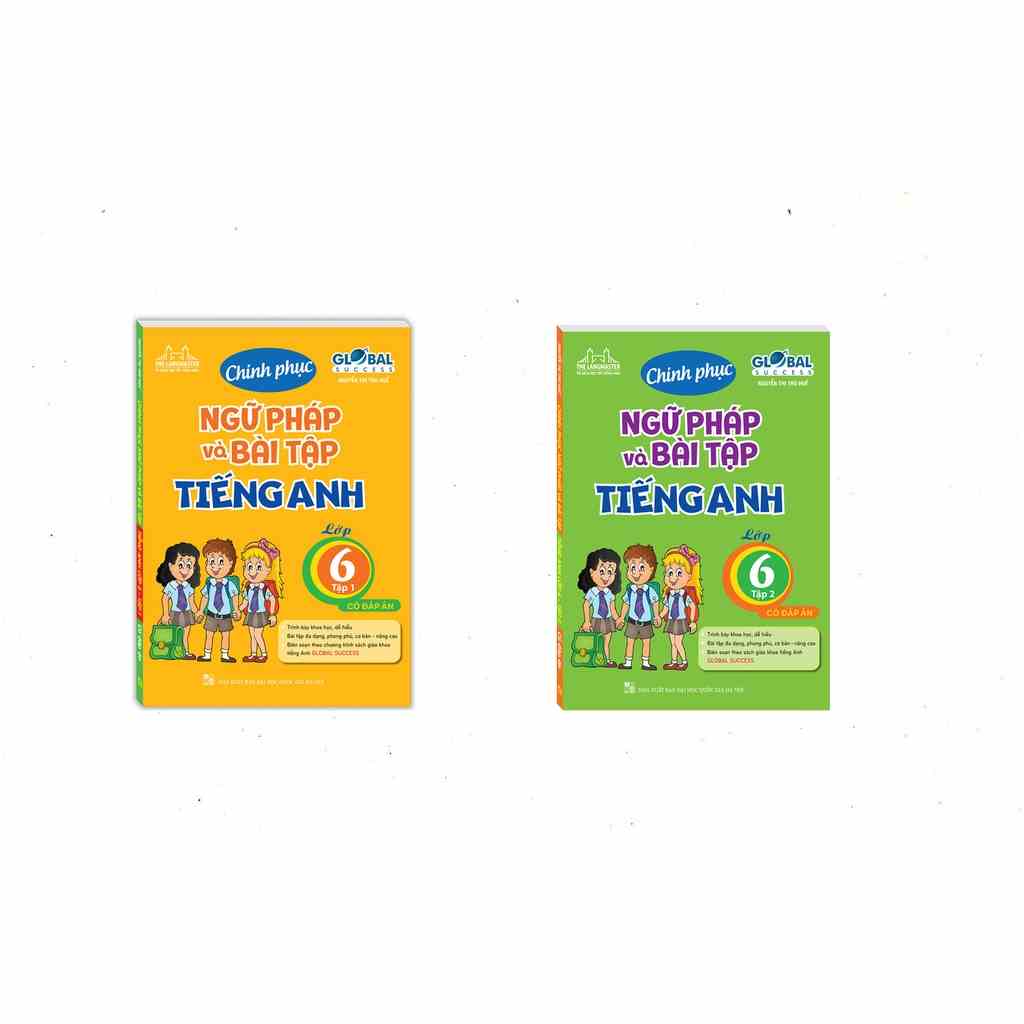 Sách - Combo 2c - GLOBAL SUCCESS - Chinh phục ngữ pháp và bài tập tiếng Anh lớp 6 - Tập 1 và tập 2 (có đáp án)