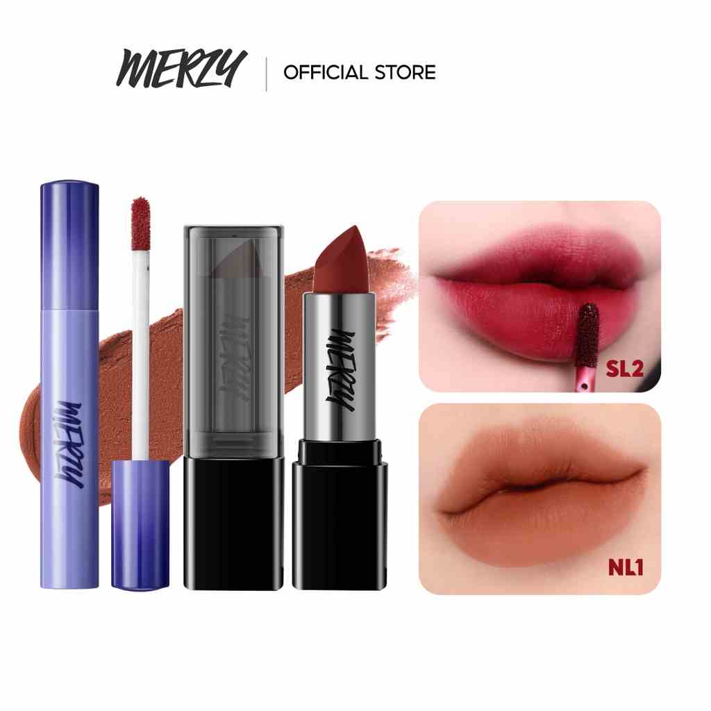 Combo 2 Son Kem Lì Merzy Soft Touch Lip Tint 3g + [Ver Noir] Son Thỏi Lì Merzy Another Me The First Lipstick 3.5g