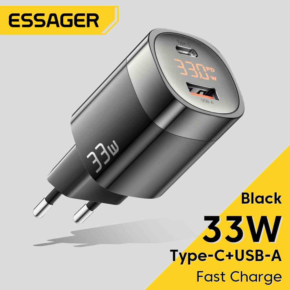 [Mã ELBMO2 giảm 12% đơn 500K] Củ Sạc Nhanh Essager 33W Cổng USB 3.0 3.0 Có Màn Hình Kỹ Thuật Số Cho Samsung iP