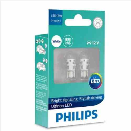 Bóng Đèn tín hiệu định vị, nội thất xe ô tô Philips Ultinon LED T10 11961ULWX2 12V 6000K - Hàng chính hãng