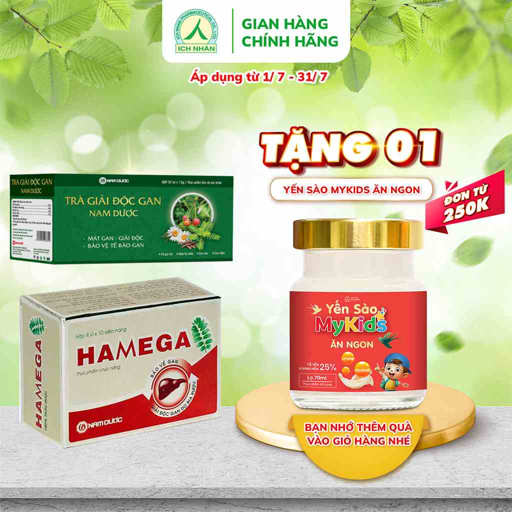 Combo Hamega Và Trà Giải Độc Gan Nam Dược Hỗ Trợ Giải Độc Gan, Mát Gan, Giải Rượu Và Tăng Cường Chức Năng Gan