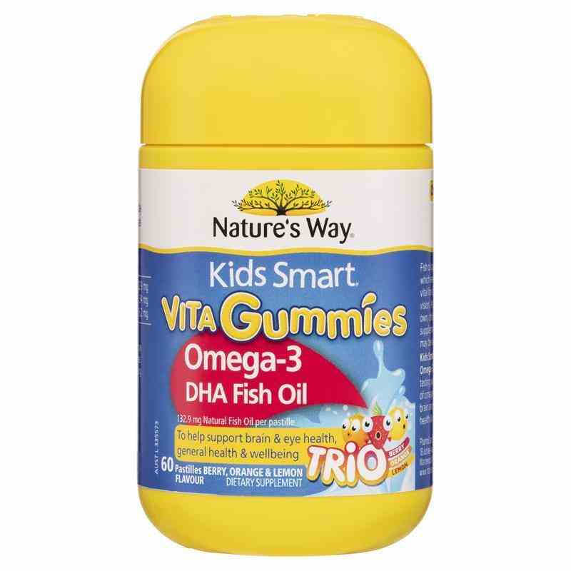 Kẹo dẻo Natures Way Kids Smart Vita Gummies Omega-3 DHA Fish Oil tăng cường  trí thông minh 60 viên Extaste