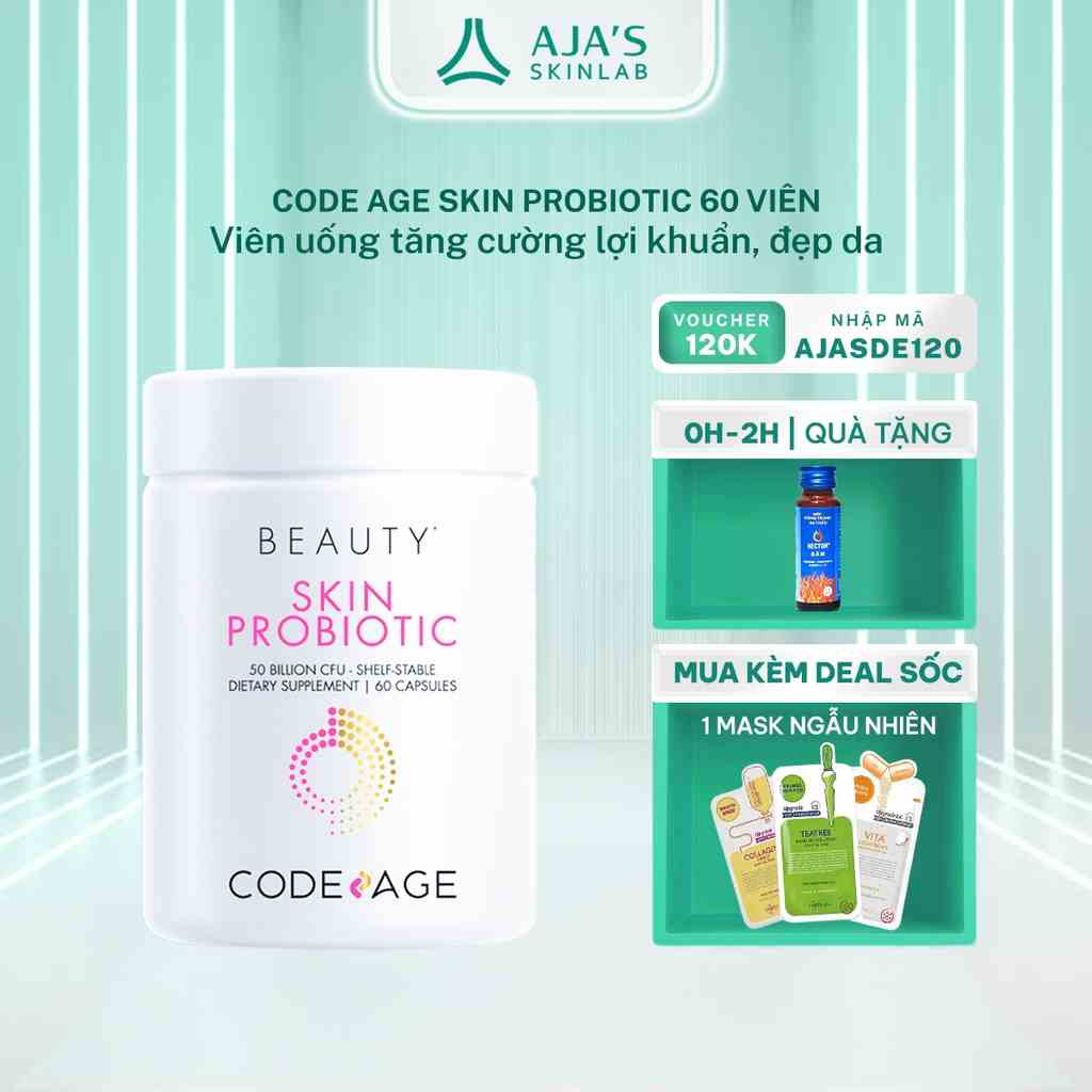 Viên uống lợi khuẩn, khỏe da CodeAge Skin Probiotic 60 viên - AJAS SKINLAB