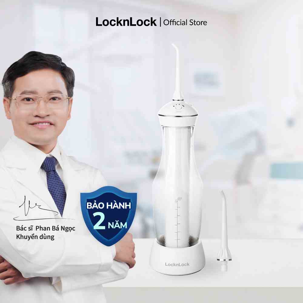 Máy tăm nước không dây Lock&Lock Jumbo cordless oral irrigator 280ml - Màu trắng - ENR126WHT