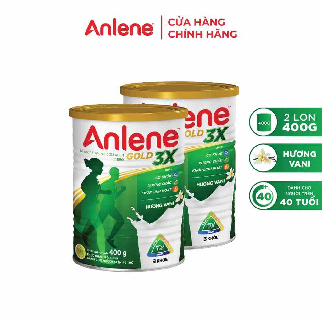 Combo 2 lon Sữa bột Anlene Gold Movepro 400g/lon