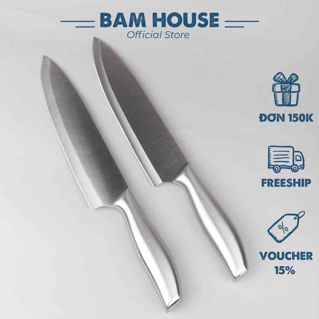 Dao bếp Bam House cán đúc chất liệu inox chuyên thái cắt cao cấp DCD05