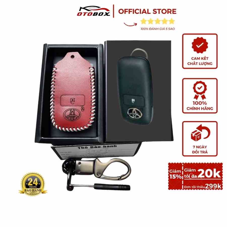 Bao da chìa khóa ô tô xe hơi Toyota raize, veloz, avanza bọc chìa khóa smartkey da thật chống xước chính hãng OTOBOX