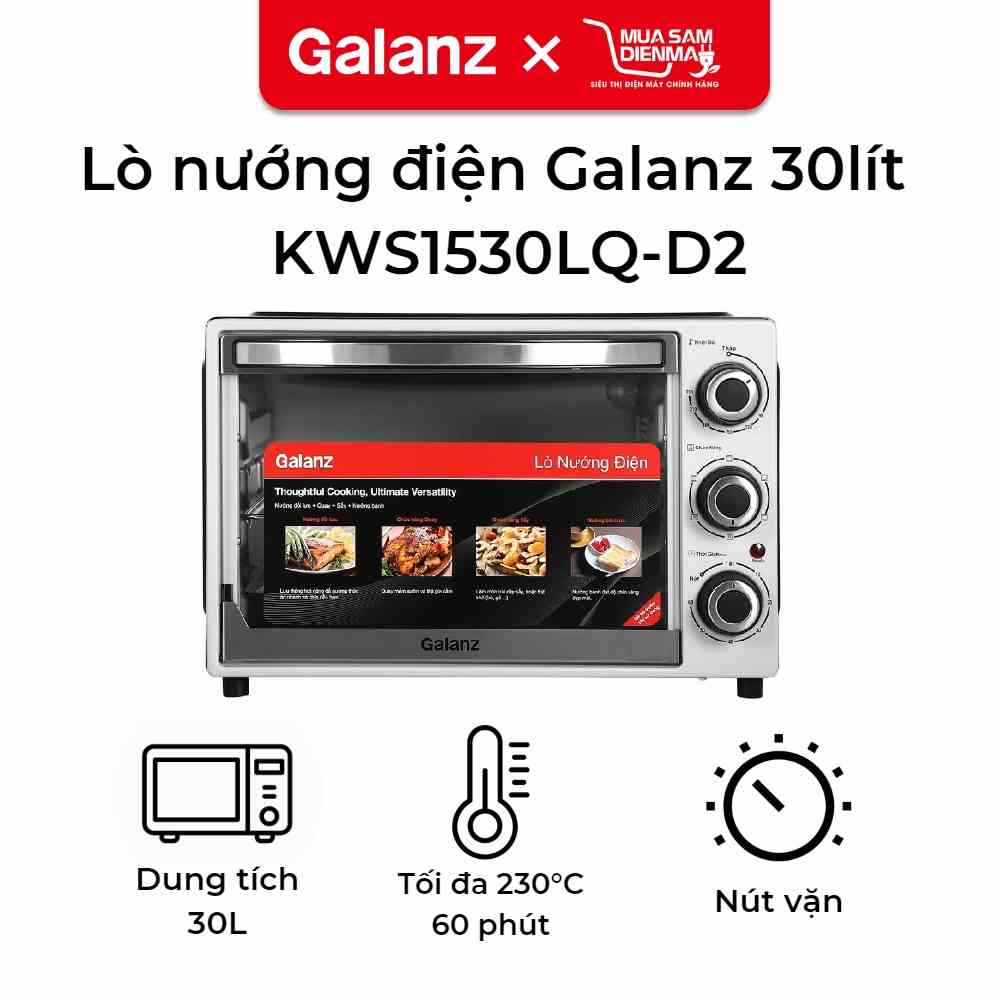 Lò nướng điện Galanz 30L 1500W KWS1530LQ-D2, nướng đối lưu, xiên quay, bảo hành 12 tháng