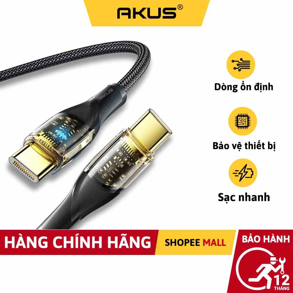 Dây cáp sạc nhanh 66W type-C to Type-C AKUS - D59 - Hàng chính hãng - BH 12 tháng