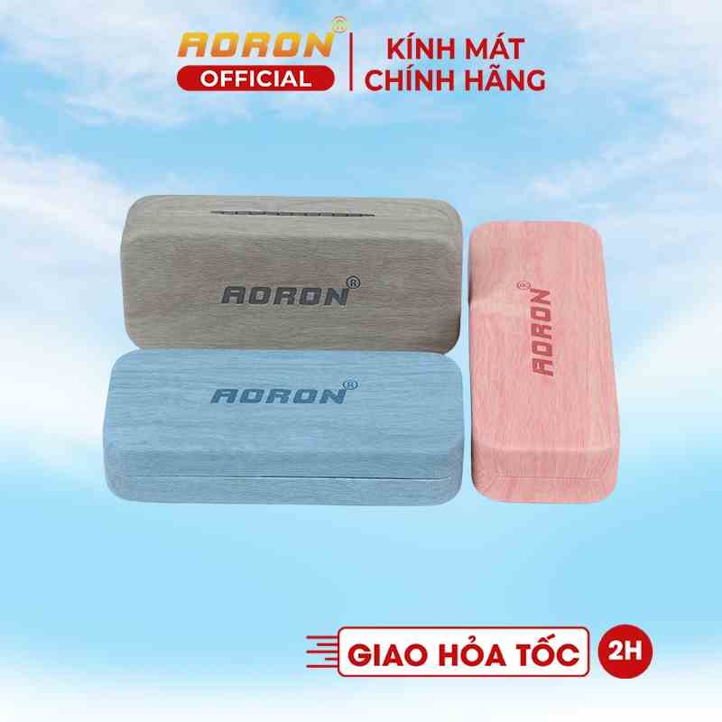 Hộp Đựng Kính Cao Cấp AORON Hoạ Tiết Vân Gỗ Làm Quà Tặng Giúp Bảo Quản Mắt Kính Chống Xước Phong Cách Retro