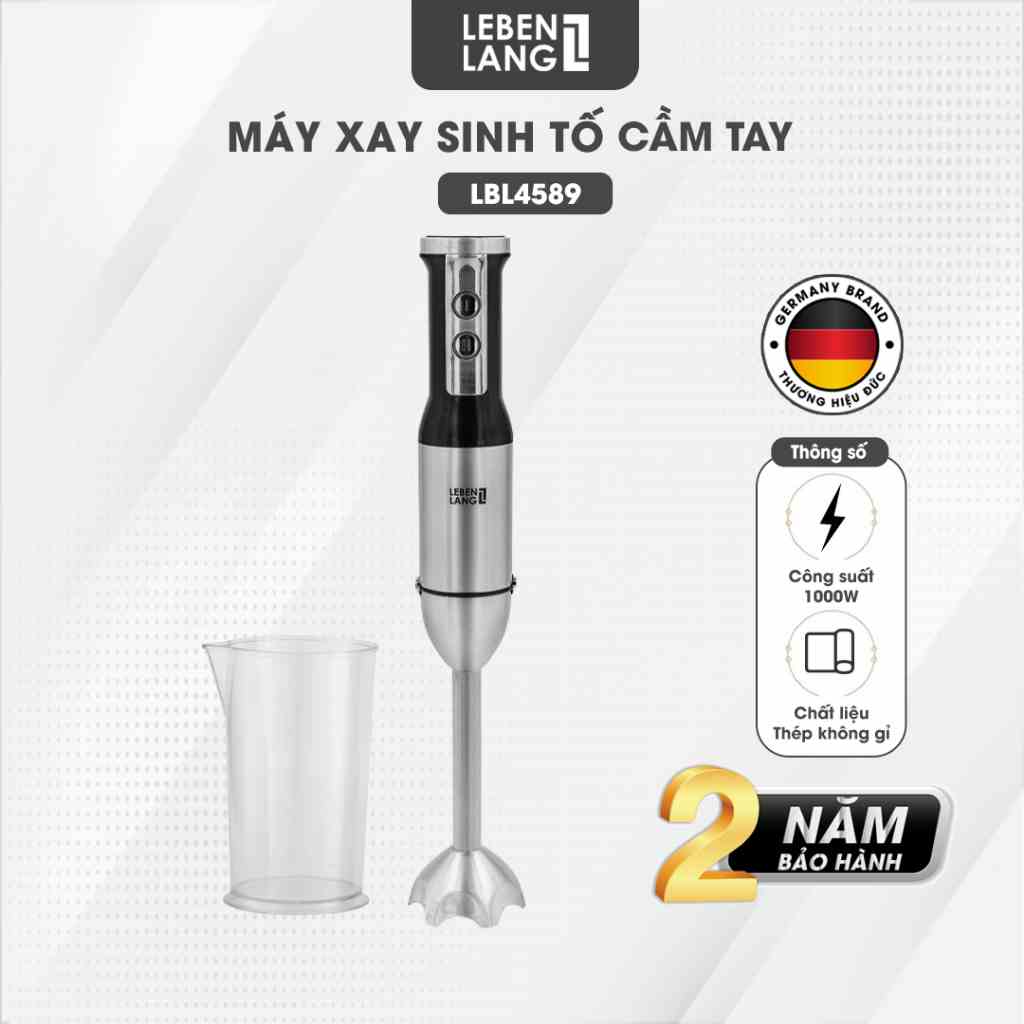 Máy xay cầm tay đa năng Lebenlang LBSH4787 công suất cao 1000W, trục xay tháo rời tiện lợi, lưỡi dao thép không gỉ